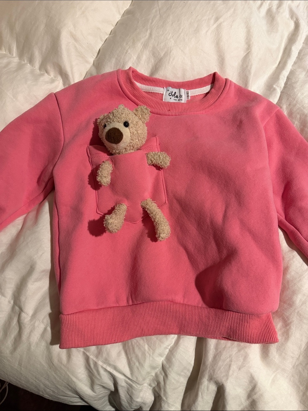 Lola + The Boys Hot Pink Sweatshirt with Plush Teddy Pocket